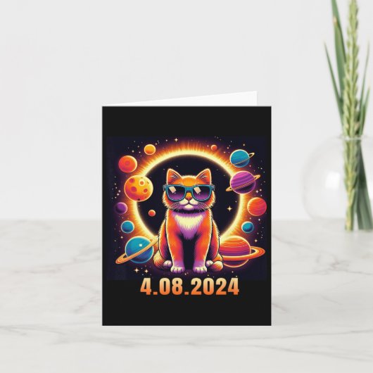 Katze mit Gles Solar Eclipse Karte (Vorderseite)
