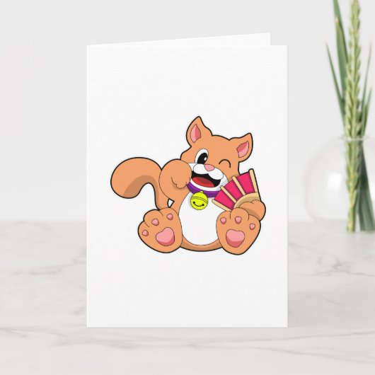 Katze mit Glocke Karte (Vorderseite)