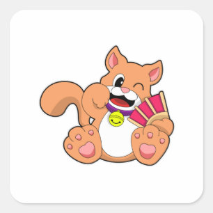 Katze mit Glocke Quadratischer Aufkleber