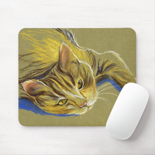 Katze mit Goldaugen - Pastell Zeichnend Mousepad (Mit Mouse)