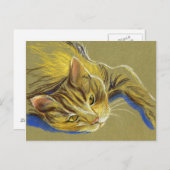 Katze mit Goldaugen - Pastell Zeichnend Postkarte (Vorne/Hinten)