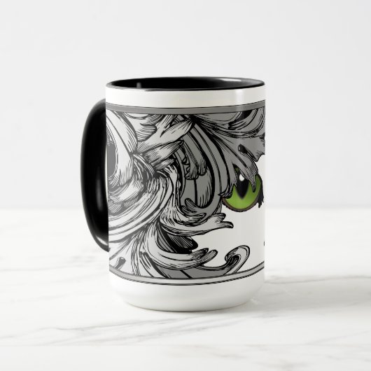 Katze mit grünen Augen Tasse (Vorderseite Links)