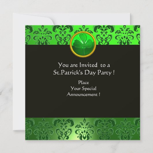KATZE MIT GRÜNEN IRISH BIER ST PATRICK'S DAY PARTY EINLADUNG (Rückseite)