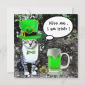 KATZE MIT GRÜNEN IRISH BIER ST PATRICK'S DAY PARTY EINLADUNG (Vorderseite)
