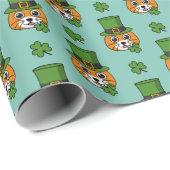 Katze mit Grüner Hut und Kleeblatt St Patrick's Pa Geschenkpapier (Rolleneckpunkt)