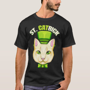 Katze mit grüner Schleife und Zylinderhut, St.-Cat T-Shirt