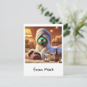 Katze mit Gurken Wellness-Center Behandlung Postkarte (Stehend Vorderseite)