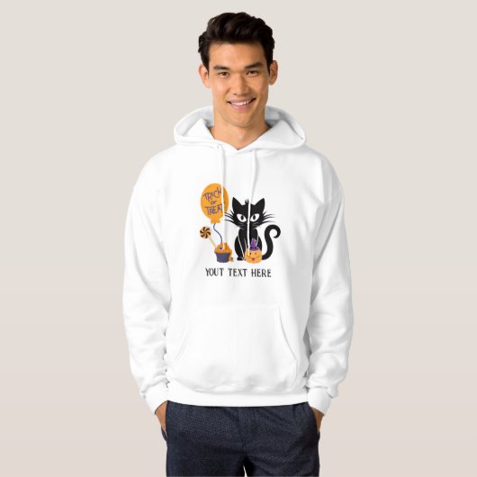 Katze mit halloween editierbar hoodie (Vorne ganz)