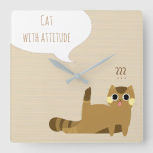 Katze mit Haltung Quadratische Wanduhr
