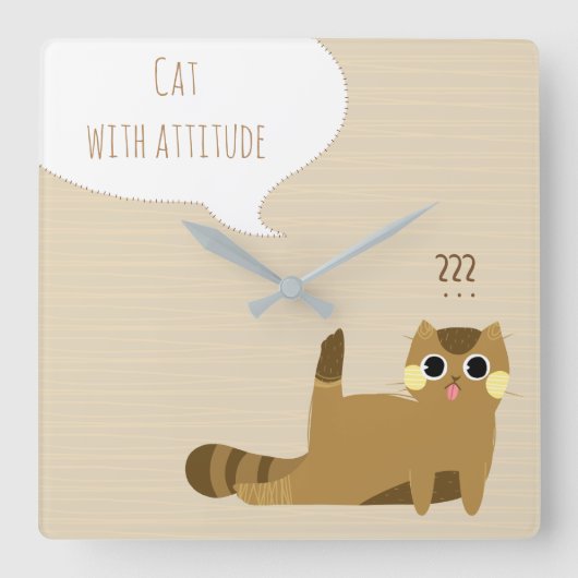 Katze mit Haltung Quadratische Wanduhr (Vorderseite)