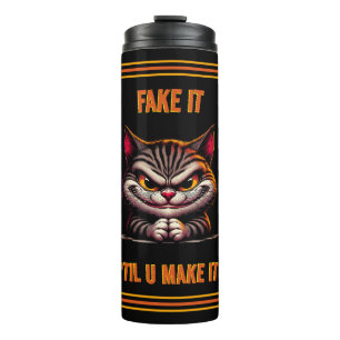 Katze mit Haltung Thermosbecher