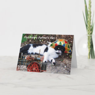 KATZE MIT HARLEKIN-HUT Vatertag Karte