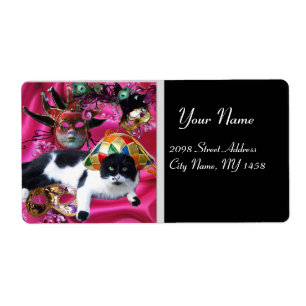 KATZE MIT HARLEQUIN HAT- UND MASQUERADE-PARTY