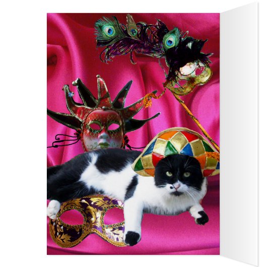 KATZE MIT HARLEQUIN HAT- UND MASQUERADE-PARTY (Innen (Links))