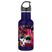 KATZE MIT HARLEQUIN HAT- UND MASQUERADE-PARTY EDELSTAHLFLASCHE (Vorderseite)