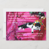KATZE MIT HARLEQUIN HAT- UND MASQUERADE-PARTY EINLADUNG (Rückseite)