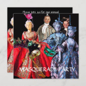 KATZE MIT HARLEQUIN HAT- UND MASQUERADE-PARTY EINLADUNG (Vorne/Hinten)