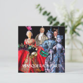 KATZE MIT HARLEQUIN HAT- UND MASQUERADE-PARTY EINLADUNG (Stehend Vorderseite)