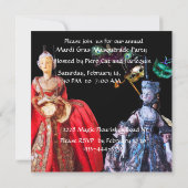 KATZE MIT HARLEQUIN HAT- UND MASQUERADE-PARTY EINLADUNG (Rückseite)