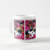 KATZE MIT HARLEQUIN HAT- UND MASQUERADE-PARTY KAFFEETASSE (Vorderseite Links)