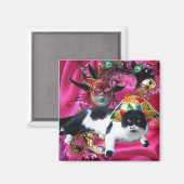 KATZE MIT HARLEQUIN HAT- UND MASQUERADE-PARTY MAGNET (Vorderseite/Rückseite)