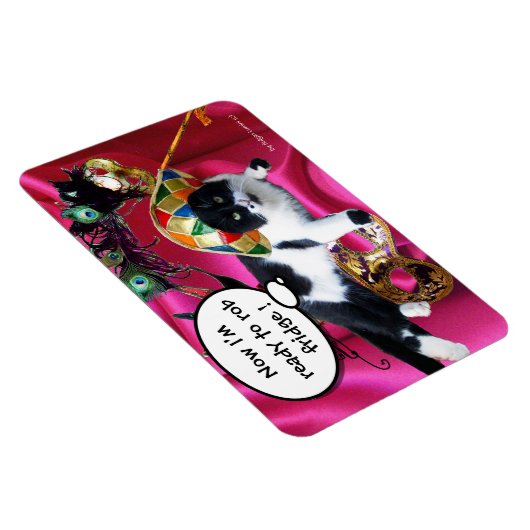 KATZE MIT HARLEQUIN HAT- UND MASQUERADE-PARTY MAGNET (Rechte Seite)