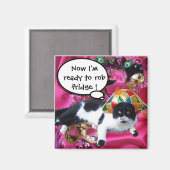 KATZE MIT HARLEQUIN HAT- UND MASQUERADE-PARTY MAGNET (Vorderseite/Rückseite)