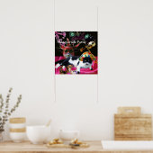 KATZE MIT HARLEQUIN HAT- UND MASQUERADE-PARTY POSTER (Küche)