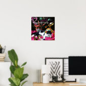 KATZE MIT HARLEQUIN HAT- UND MASQUERADE-PARTY POSTER (Heimbüro)