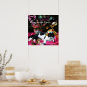 KATZE MIT HARLEQUIN HAT- UND MASQUERADE-PARTY POSTER (Küche)