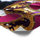 KATZE MIT HARLEQUIN HAT- UND MASQUERADE-PARTY POSTER (Ecke)
