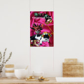 KATZE MIT HARLEQUIN HAT- UND MASQUERADE-PARTY POSTER (Küche)