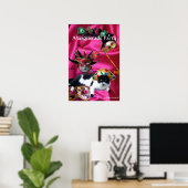 KATZE MIT HARLEQUIN HAT- UND MASQUERADE-PARTY POSTER (Heimbüro)