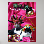 KATZE MIT HARLEQUIN HAT- UND MASQUERADE-PARTY POSTER (Vorne)