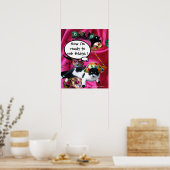 KATZE MIT HARLEQUIN HAT- UND MASQUERADE-PARTY POSTER (Küche)