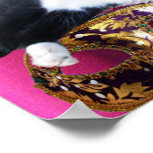 KATZE MIT HARLEQUIN HAT- UND MASQUERADE-PARTY POSTER (Ecke)