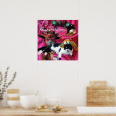 KATZE MIT HARLEQUIN HAT- UND MASQUERADE-PARTY POSTER (Küche)
