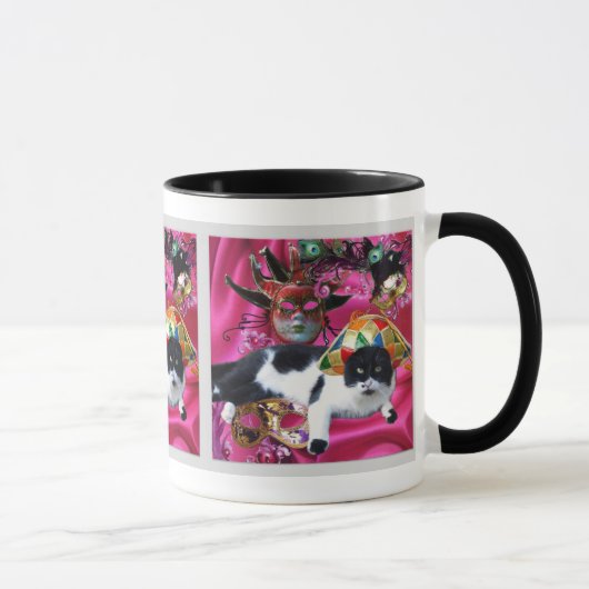 KATZE MIT HARLEQUIN HAT- UND MASQUERADE-PARTY TASSE (Rechts)