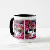 KATZE MIT HARLEQUIN HAT- UND MASQUERADE-PARTY TASSE (Vorderseite Links)