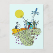 Katze mit Haus Postkarte (Vorderseite)