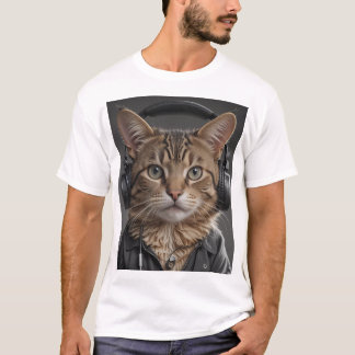 Katze mit Headset T-Shirt