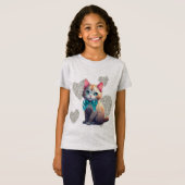 Katze mit Herzen T - Shirt (Vorne ganz)