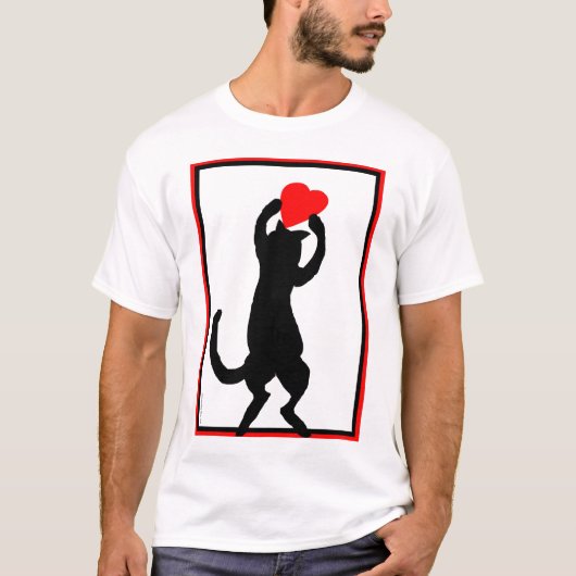 Katze mit Herzen T-Shirt (Vorderseite)