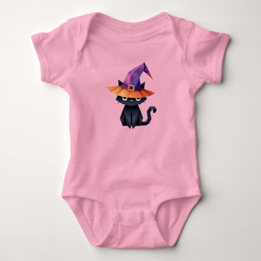 Katze mit Hexenhut Baby Strampler (Vorderseite)