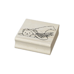 Katze mit Hexenhut-Kunst-Briefmarke Gummistempel