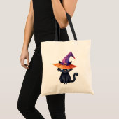 Katze mit Hexenhut-Tote-Beutel Tragetasche (Vorderseite (Produkt))