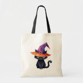 Katze mit Hexenhut-Tote-Beutel Tragetasche (Vorne)