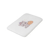 Katze mit Hexenhut und lächelnd Kürbiskuchen Niedl Badematte (Schrägansicht)