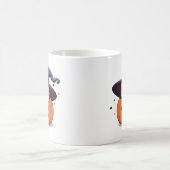 Katze mit Hexenhut zu Halloween Jack-O-Lantern Kaffeetasse (Mittel)