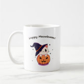 Katze mit Hexenhut zu Halloween Jack-O-Lantern Kaffeetasse (Links)